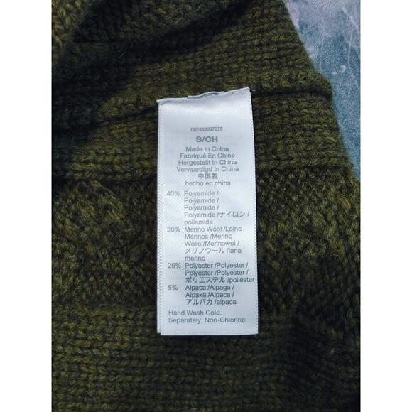 Madewell Mock Neck Sweater Pullover Cable Knit Wool Blend Green Womens Small - Picture 4 of 6